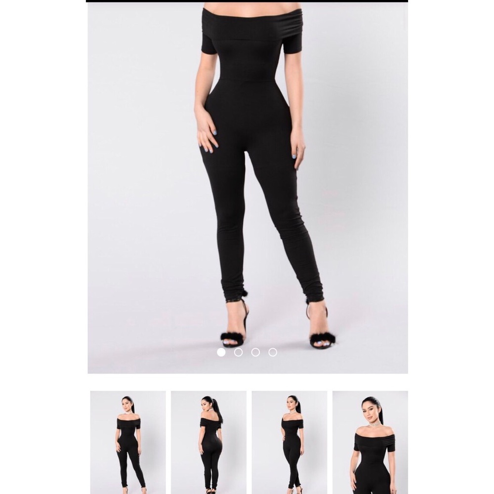 Black off the shoulder jumpsuit